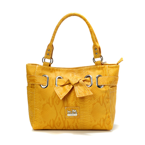 Coach Embossed Bowknot Signature Medium Yellow Totes DDS - Click Image to Close